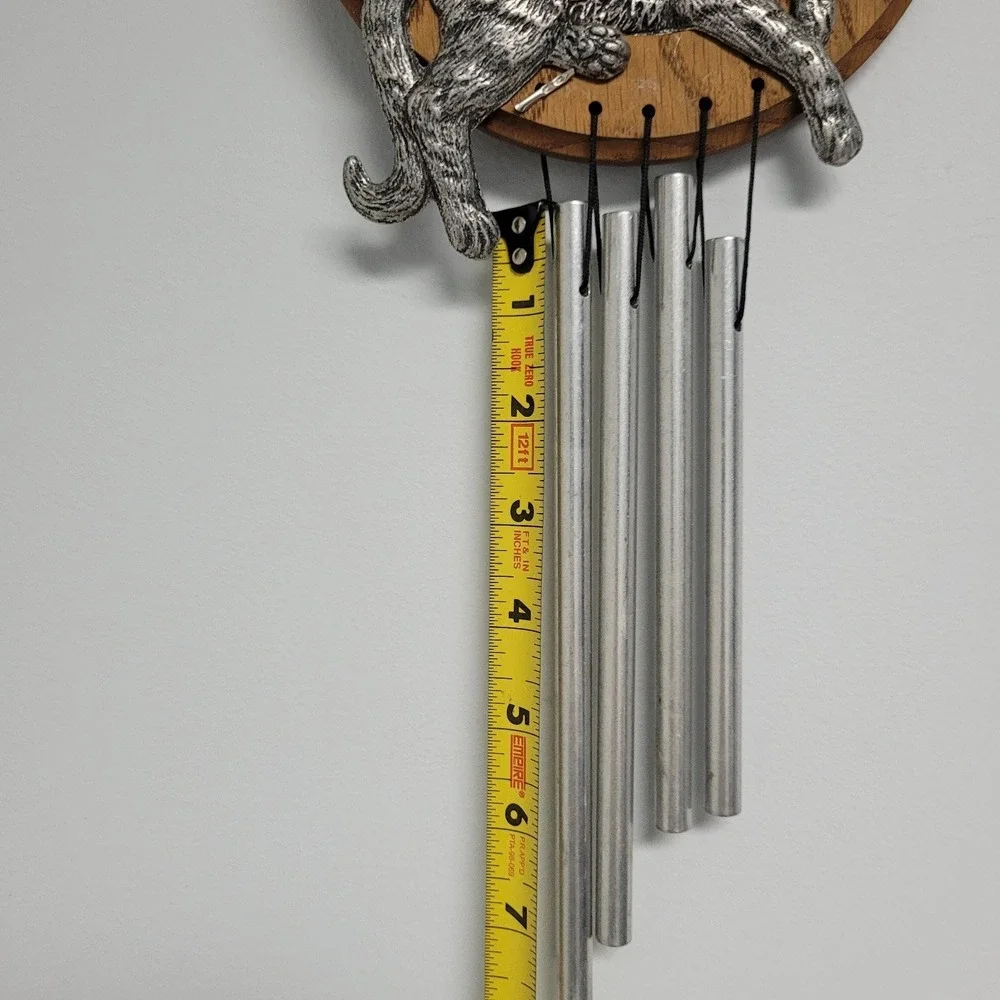 Cat Wind Chime‎ Kitten Metal Hanging Decor Wooden